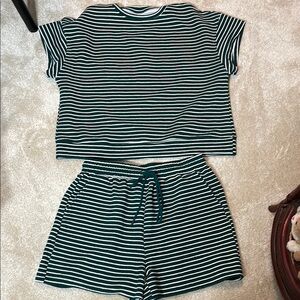 Amazon Green and White Striped Pajama Set